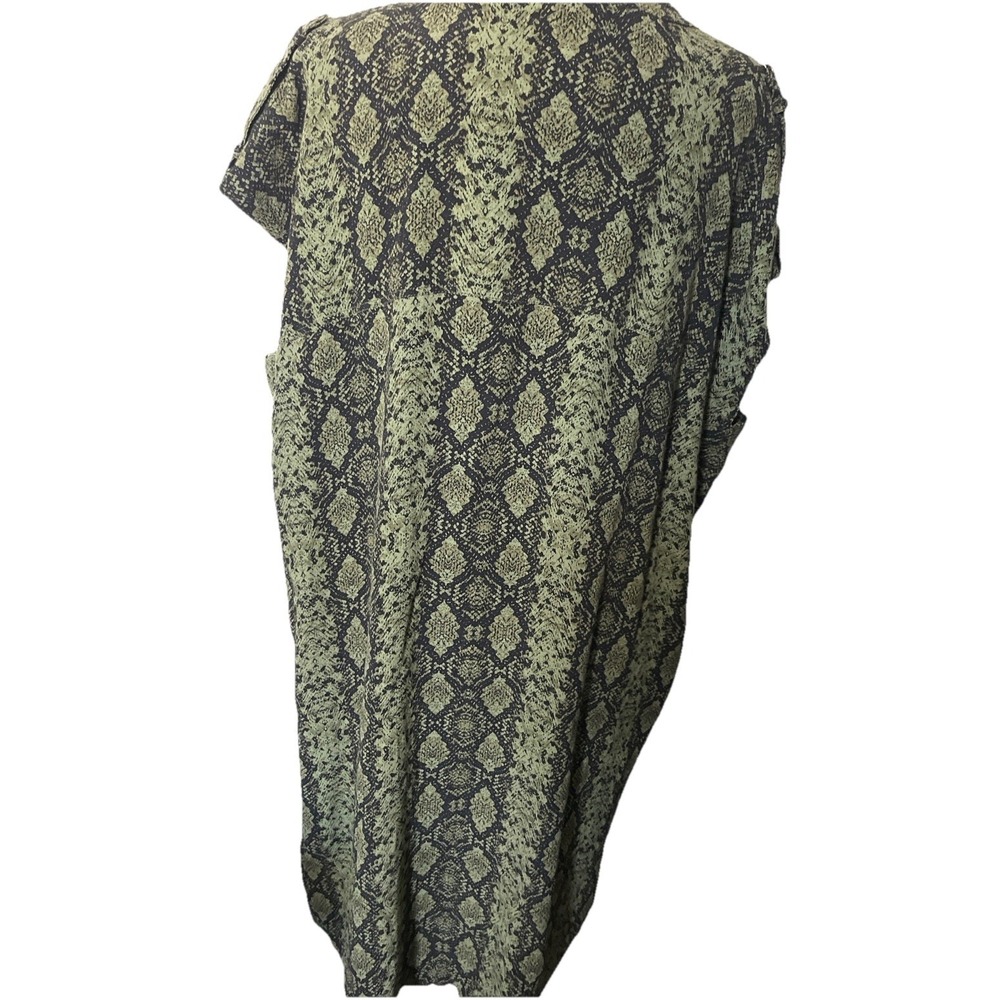 Anthropologie A+ Snake Print Caftan Tunic Dress XL Green Black Viscose Boho Reso - Picture 3 of 6